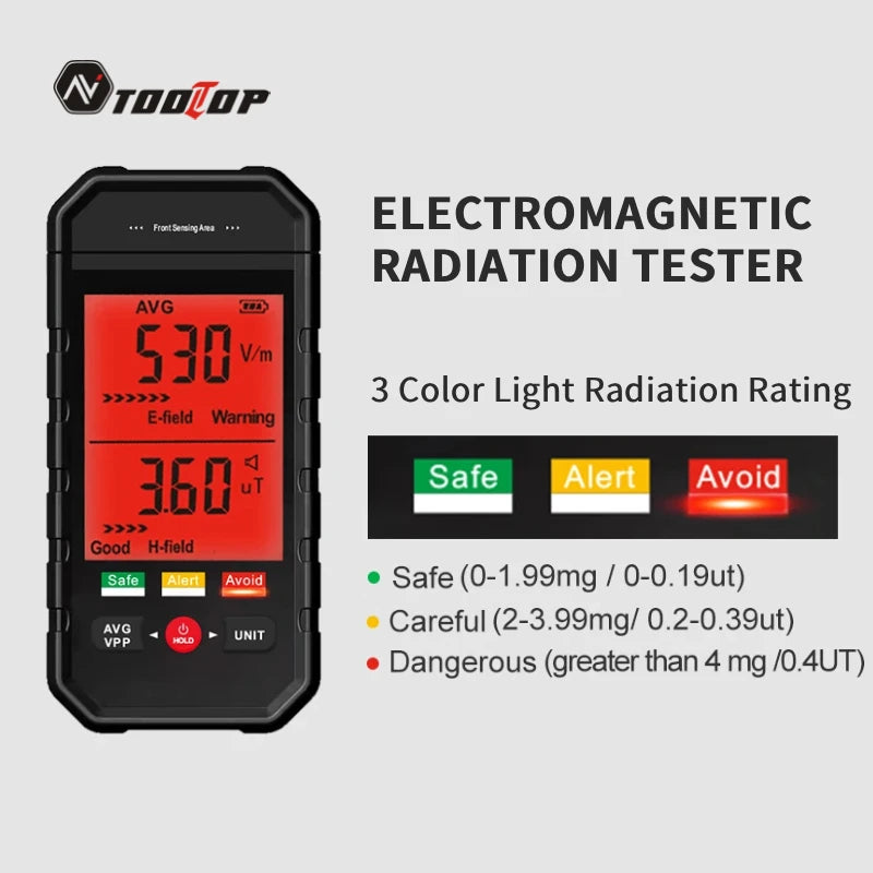 TOOLTOP 3 Inches Electromagnetic Radiation Tester EMF Meter Mobile Electromagnetic Radiation Detectors for Household Appliances
