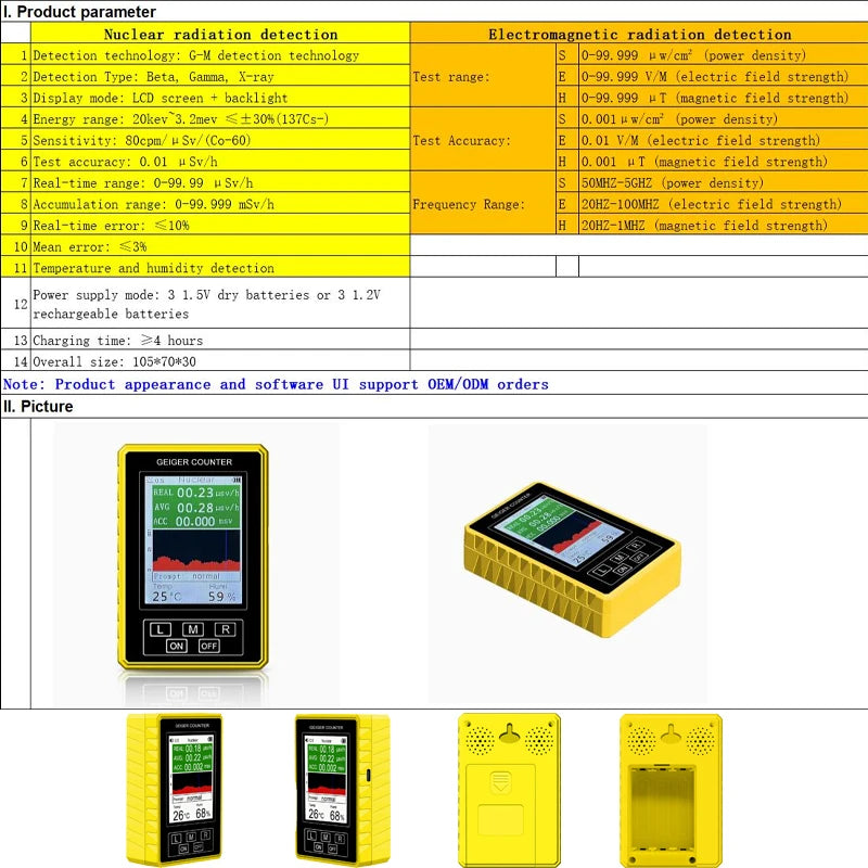 2-in-1 Electromagnetic & Nuclear Radiation Meter