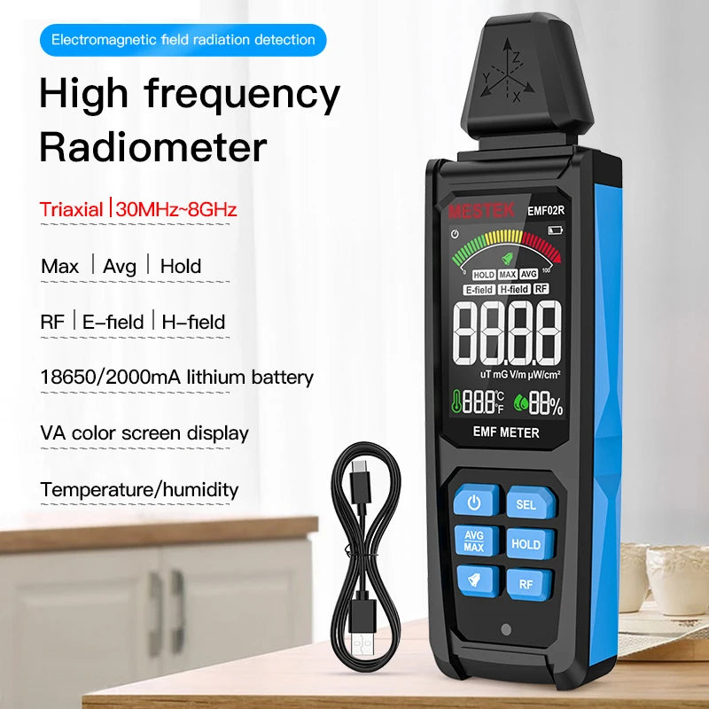 Color Screen EMF Meter (30MHz–8GHz)