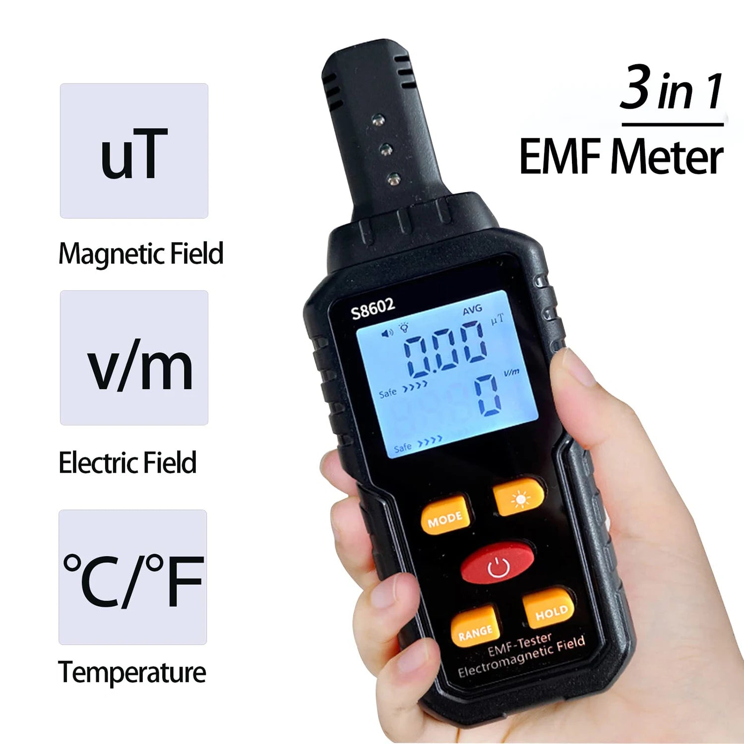 3 in 1 EMF Meter Electromagnetic Field Radiation Detector EMF Tester