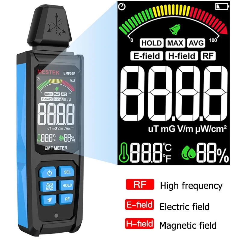 Color Screen EMF Meter (30MHz–8GHz)