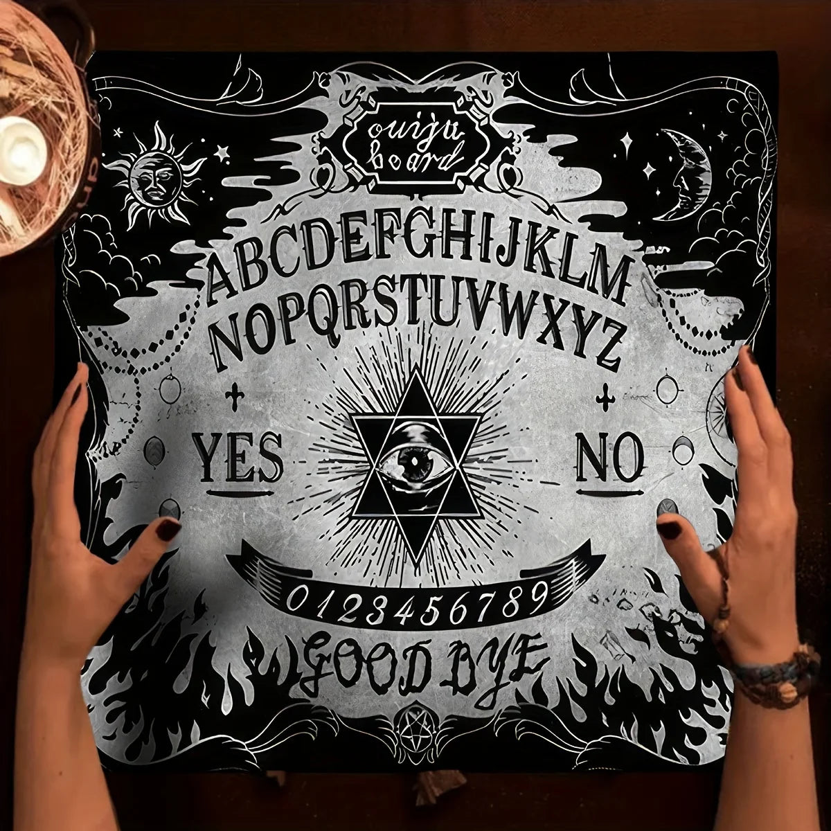 Ouija Board Tablecloth (Black & White)