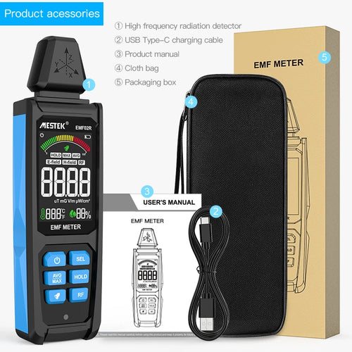 Color Screen EMF Meter (30MHz–8GHz)